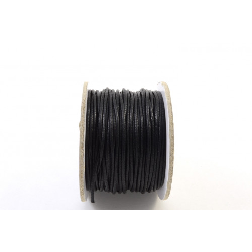 WAXED COTTON CORD 1MM BLACK